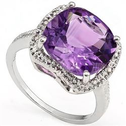 Natural Amethyst & Diamond Ring