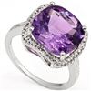 Image 1 : Natural Amethyst & Diamond Ring