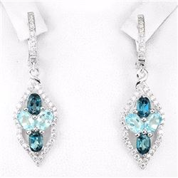Natural London Blue & Sky Blue Topaz Earrings