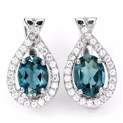 Natural London Blue Topaz Earrings
