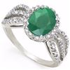 Image 1 : Emerald & Diamond solid white gold ring