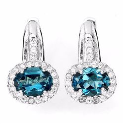 Natural London Blue Topaz Earrings