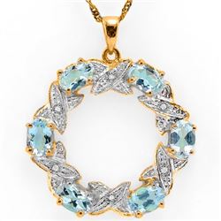 Natural Sky Blue Topaz & Diamond Pendant