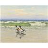 Image 1 : THURE WALLNER 1888-1965 Gravänder på, THURE WALLNER 1888-1965 Gravänder på sandstrand Signerad...