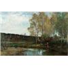 Image 1 : CARL SKÅNBERG 1850-1883 Insjölandskap med, CARL SKÅNBERG 1850-1883 Insjölandskap med kvinna Stä...