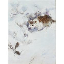 LOTTEN RÖNQUIST 1864-1912 Katt och två möss i, LOTTEN RÖNQUIST 1864-1912 Katt och två möss i vi...