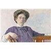 Image 1 : CARL WILHELMSON 1866-1928 Kvinna i blå, CARL WILHELMSON 1866-1928 Kvinna i blå interiör Signera...