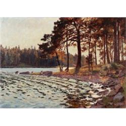 GOTTFRID KALLSTENIUS 1861-1943 Insjölandskap i, GOTTFRID KALLSTENIUS 1861-1943 Insjölandskap i...