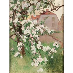 ALF WALLANDER 1862-1914 Äppelblom -, ALF WALLANDER 1862-1914 Äppelblom - småstadsgatan Signerad...