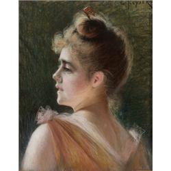 ELISABETH KEYSER 1851-1898 Parisisk, ELISABETH KEYSER 1851-1898 Parisisk dam Signerad E Keyser....