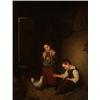 Image 1 : LORENZ AUGUST LINDHOLM 1819-1854 Hönsen, LORENZ AUGUST LINDHOLM 1819-1854 Hönsen matas Signerad...