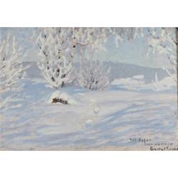 GUSTAF FJAESTAD 1868-1948 Vinterlandskap med, GUSTAF FJAESTAD 1868-1948 Vinterlandskap med fots...