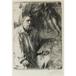 ANDERS ZORN 1860-1920 Självporträtt med modell, ANDERS ZORN 1860-1920 Självporträtt med modell...