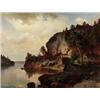 Image 1 : EDVARD BERGH 1828-1888 Insjölandskap med, EDVARD BERGH 1828-1888 Insjölandskap med fiskare i ek...
