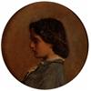UNKNOWN ARTIST 19th century Flickporträtt -, UNKNOWN ARTIST 19th century Flickporträtt - tondo...