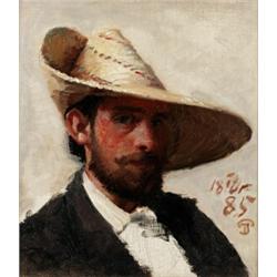 PETER VILHELM ILSTED Denmark, PETER VILHELM ILSTED Denmark 1861-1933 Självporträtt med hatt Sig...