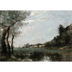 CAMILLE COROT France 1796-1875 Bateliers sous, CAMILLE COROT France 1796-1875 Bateliers sous l’...