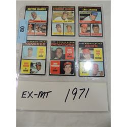 6 BASEBALL TOPPS CARDS 1971 ALL EX-MT
