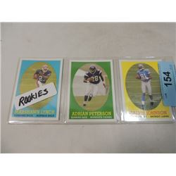 3 SPORTS FOOTBALL CARDS ROOKIES LYNCH PETERSON
