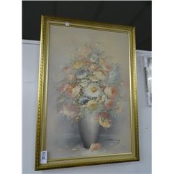 Floral Oil On Canvas Signed P. Kaeling