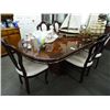 Image 1 : Burl Lacquer Dining Table w/6 Chairs, Server, Hutch Set