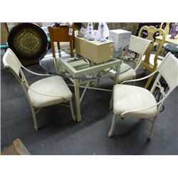 Metal Base Glass Top Dinette w/4 Chairs