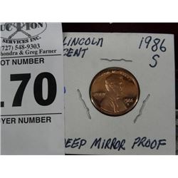 Lincoln Cent Deep Mirror Proof 1986-S