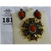 Image 1 : Vintage 1960's Multi Stone Brooch & Earring Set