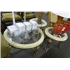 Image 1 : Leaf Trim Round Stone/Glass Coffee/End Table Set