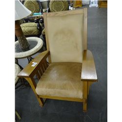 Oak Leather Padded Rocker