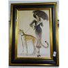 Image 1 : "Woman With Leopard" Framed Painting On Board
