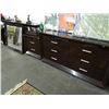 Image 1 : Dark Oak Lacquer Contemporary Headboard/Nightstands, Dresser & Mirror