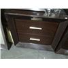 Image 2 : Dark Oak Lacquer Contemporary Headboard/Nightstands, Dresser & Mirror