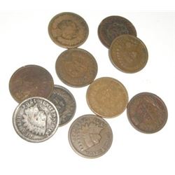 10 TOTAL INDIAN HEAD PENNIES *NICE MIXTURE OF DATES & GRADES*-SEPERATED INTO LOTS OF TEN FROM HUHGE