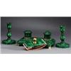 Image 1 : A Russian malachite and brass DESKSET, second, A Russian malachite and brass DESKSET, second pa...