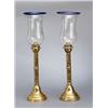 Image 1 : A pair of Russian brass and glass LANTERNS,, A pair of Russian brass and glass LANTERNS, marked...