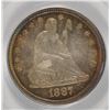 Image 2 : 1887 SEATED LIBERTY QUARTER PCGS MS65 GORGEOUS PERIPHERAL TONING! ALMOST