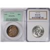 Image 1 : ( 2 ) 1955 FRANKLIN HALF DOLLARS: 1-NGC MS-64 FBL & 1-PCGS MS-64 FBL