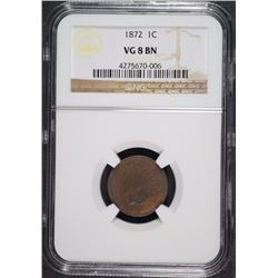 1872 INDIAN HEAD CENT, NGC VG-8 BN