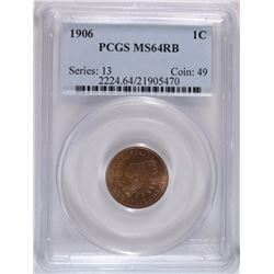 1906 INDIAN HEAD CENT, PCGS MS-64 RB