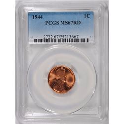 1944 LINCOLN CENT, PCGS MS-67 RED