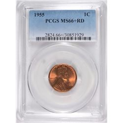 1955 LINCOLN CENT PCGS MS-66+ RED