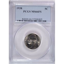 1938 JEFFERSON NICKEL, PCGS MS-66 FULL STEPS