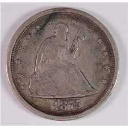 1875-S 20-CENT PIECE, VF NICE!