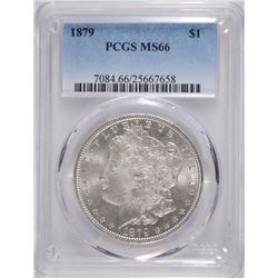 1879 MORGAN SILVER DOLLAR, PCGS MS-66 SUPERB WHITE