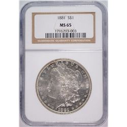 1881 MORGAN SILVER DOLLAR, NGC MS-65