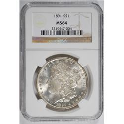 1891 MORGAN SILVER DOLLAR NGC MS64