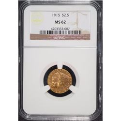 1915 $2.50 GOLD INDIAN NGC MS-62