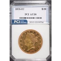 1878-CC $20.00 GOLD LIBERTY, PCI AU/BU  RARE!!!