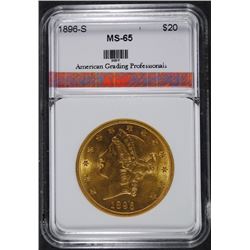 1896-S $20.00 GOLD LIBERTY AGP GEM UNC